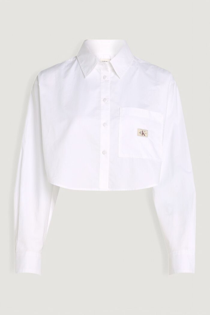 Camicia manica lunga Calvin Klein WOVEN LABEL CROPPED Bianco