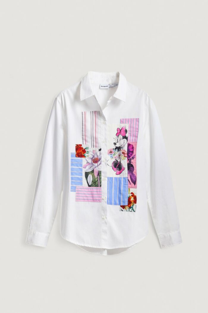 Camicia manica lunga Desigual CAM_FLOWERS MINNIE Bianco