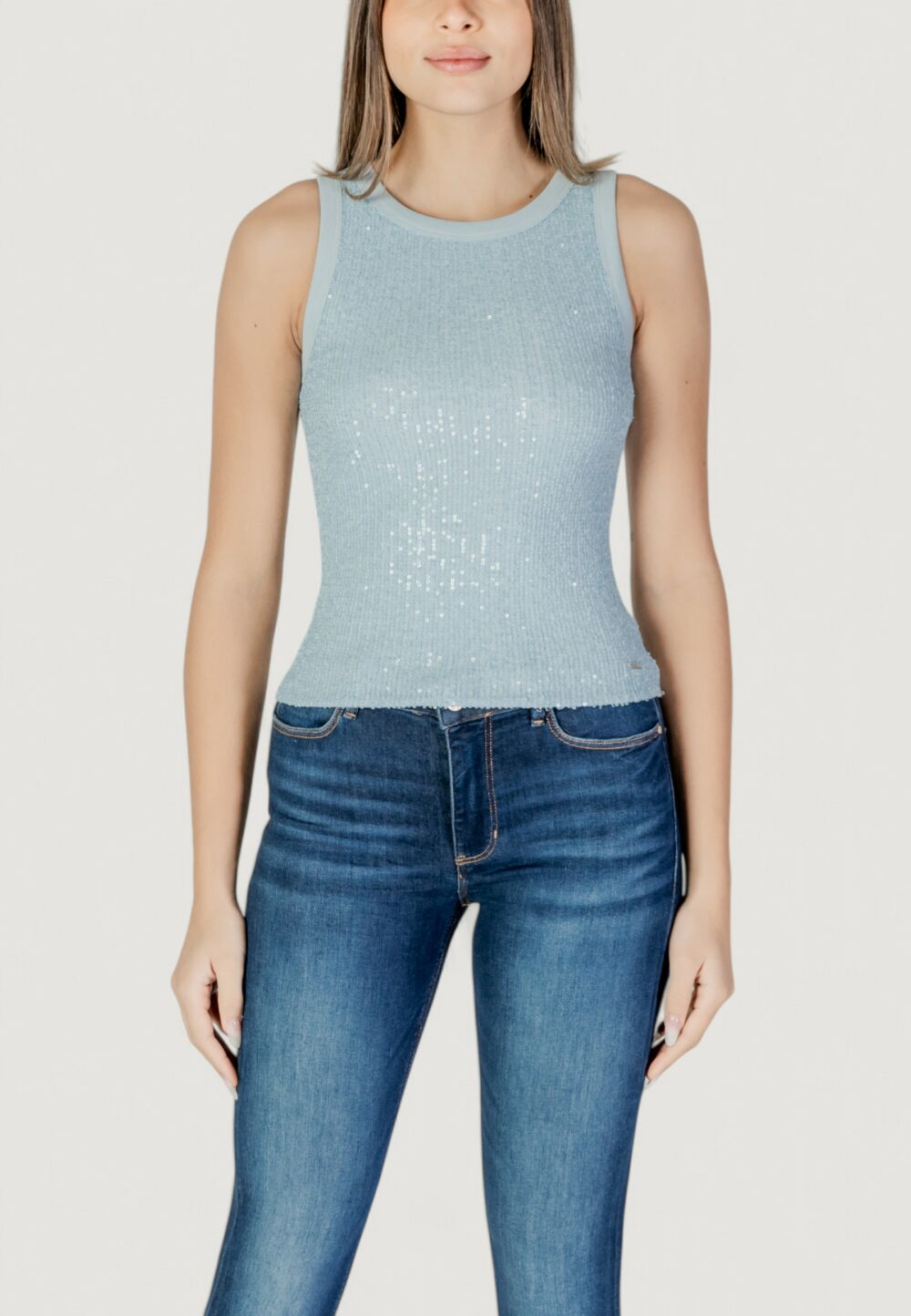 Canotta Guess ALEXIA SEQUINS TANK Azzurro - Foto 1