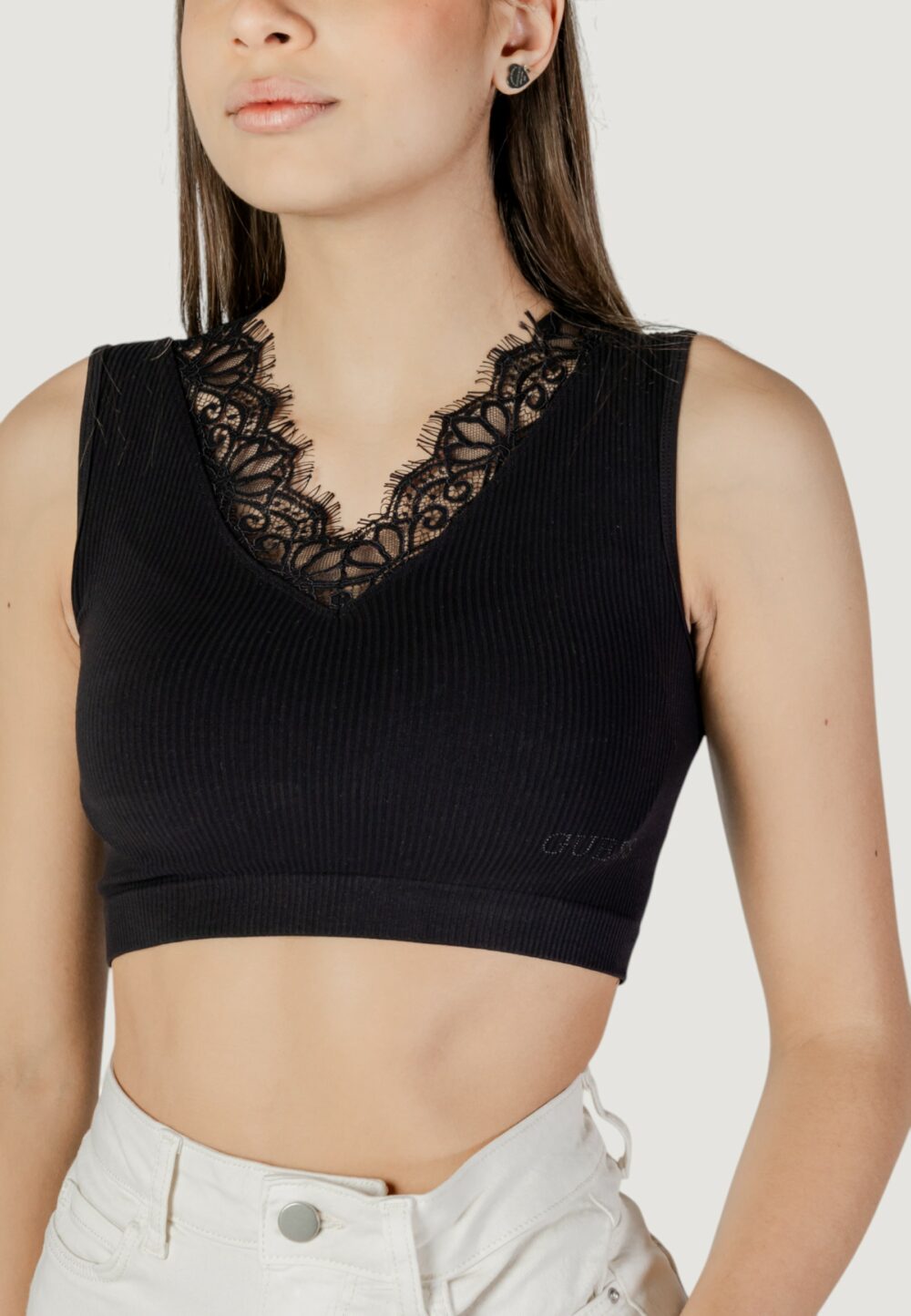 Canotta Guess RAQUEL LACE SEAMLESS Nero - Foto 1