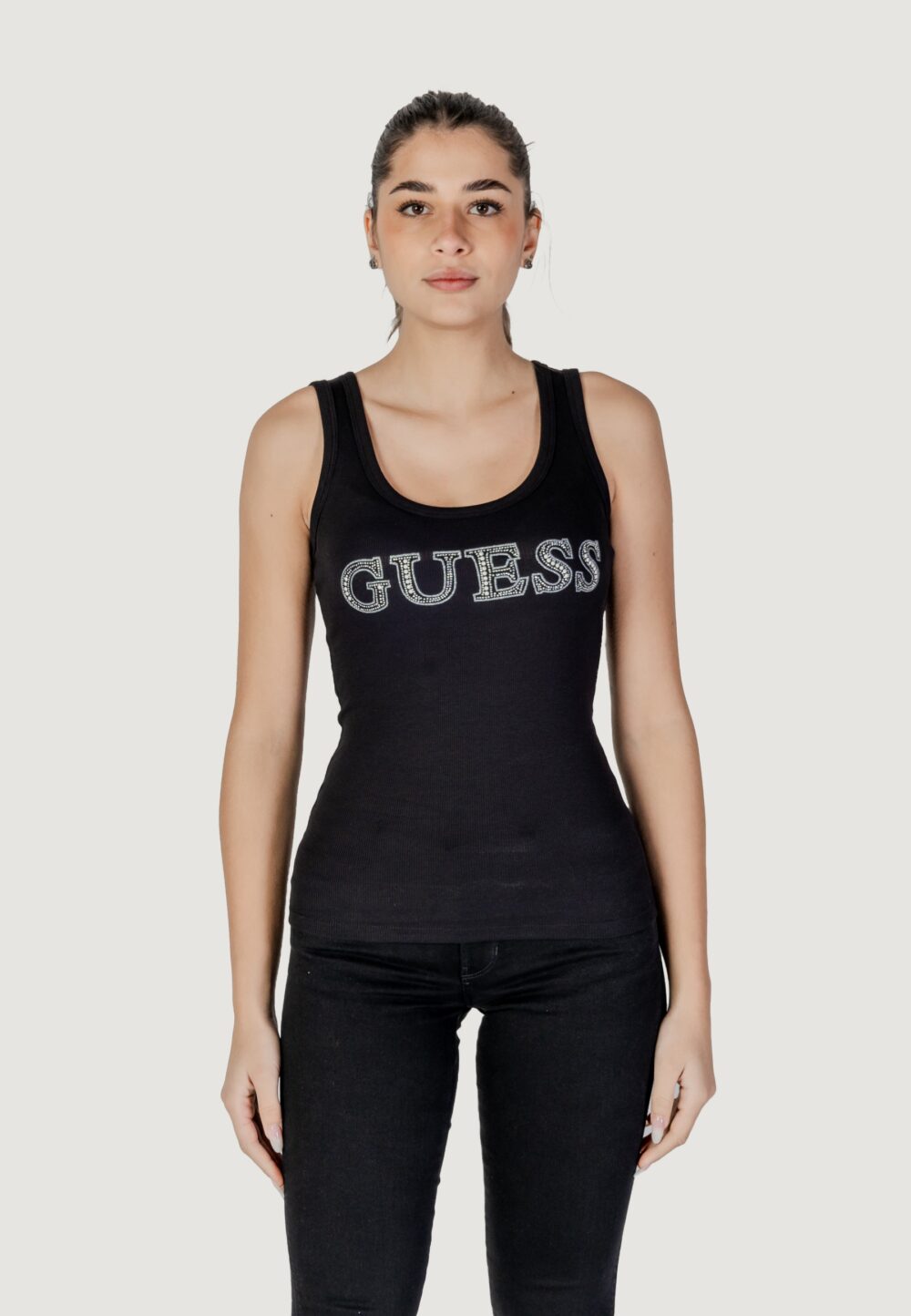 Canotta Guess SL EMBELLISHED LOGO Nero - Foto 5