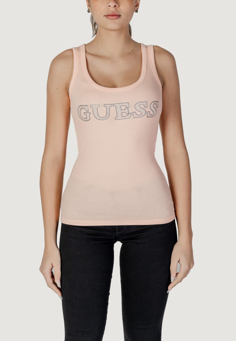 Canotta Guess SL EMBELLISHED LOGO Pesca - Foto 4