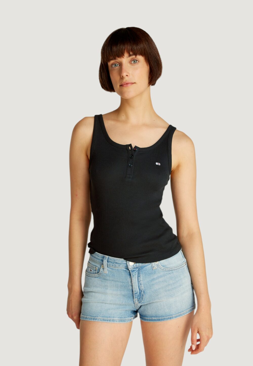 Canotta Tommy Hilfiger Jeans TJW BUTTON TANK Nero - Foto 1