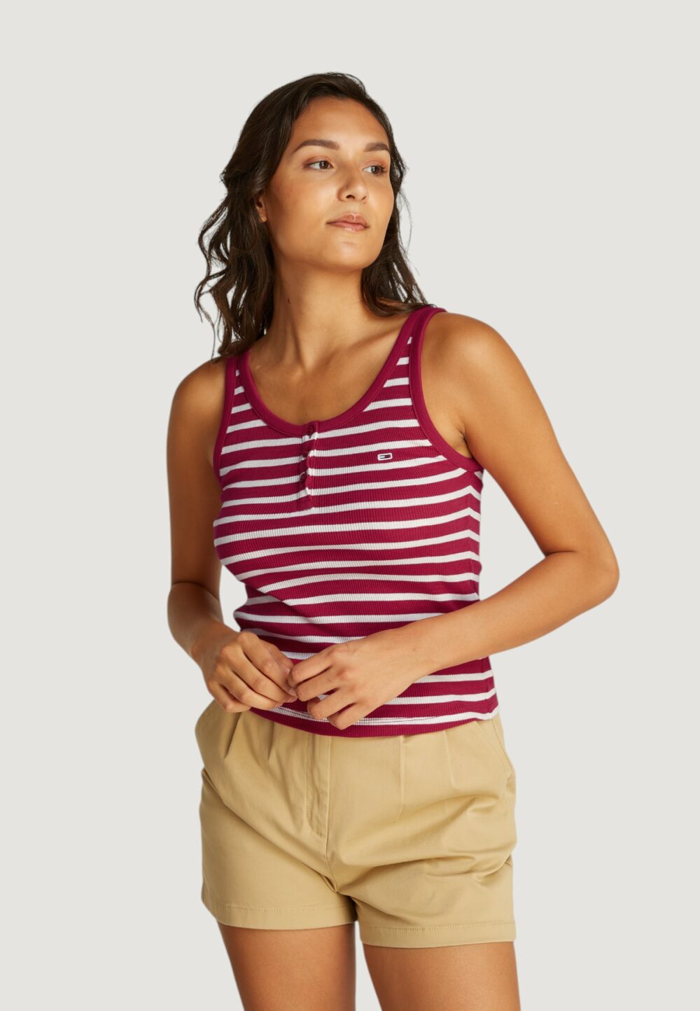 Canotta Tommy Hilfiger Jeans TJW BUTTON TANK Rosso - Foto 2