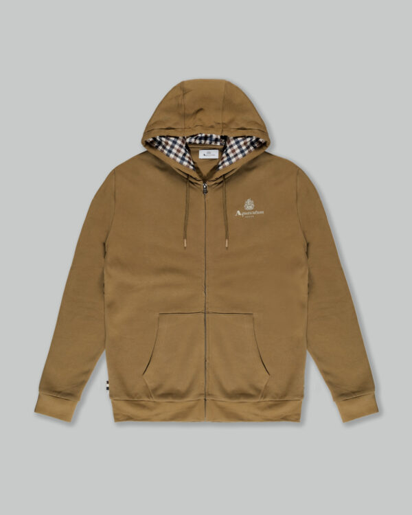 Felpa con cappuccio Aquascutum ACTIVE SMALL LOGO FZ HOODIE Beige scuro - Foto 1