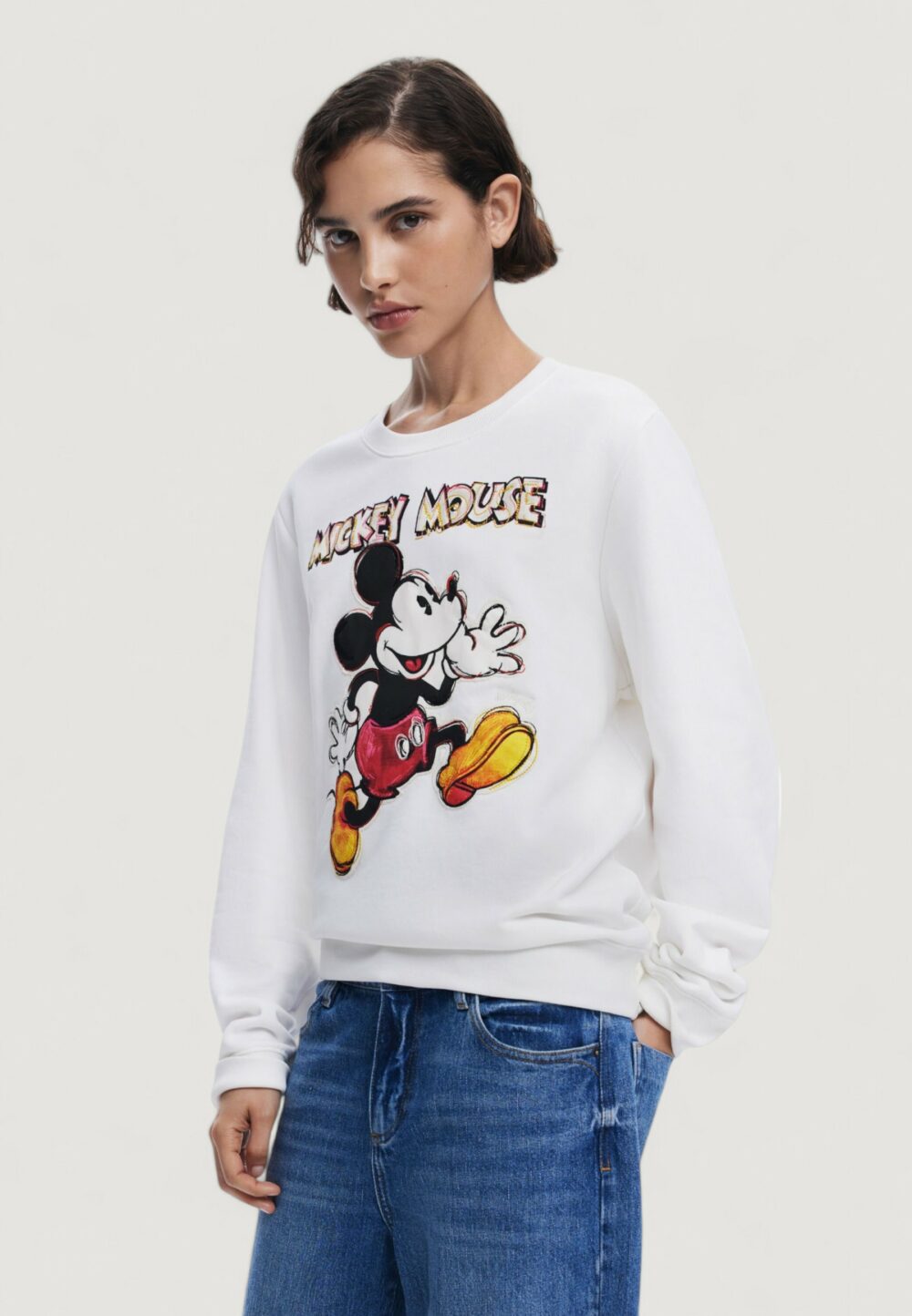 Felpa senza cappuccio Desigual SWEAT_AVERY MICKEY Bianco - Foto 2