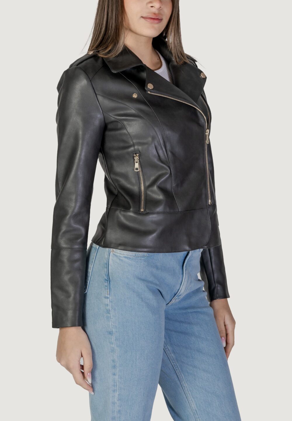 Giacchetto Only ONLKRISTEL FAUX LEATHER BIKER CC OTW Nero - Foto 3