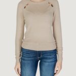 Maglia Only ONLVENICE LIFE LS PEARL DET ONECK CC KNT Beige chiaro - Foto 1