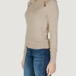 Maglia Only ONLVENICE LIFE LS PEARL DET ONECK CC KNT Beige chiaro - Foto 4