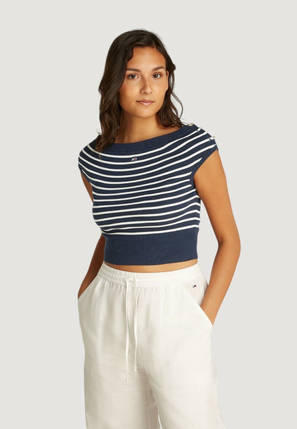 Maglia Tommy Hilfiger Jeans TJW OFF SHOULDER Blu - Foto 1