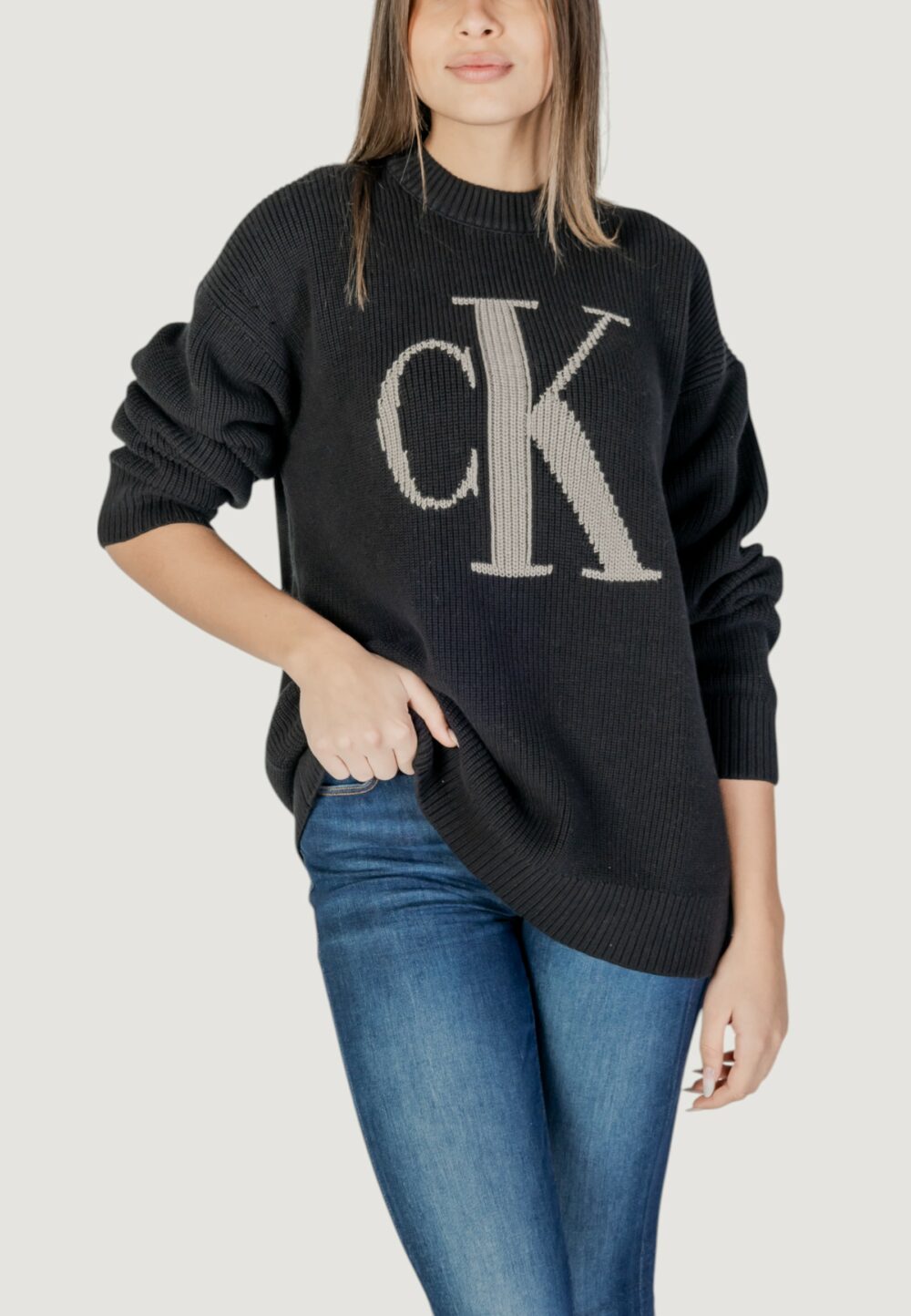 Maglione Calvin Klein Jeans CK INTARSIA HIGH NECK Nero - Foto 1