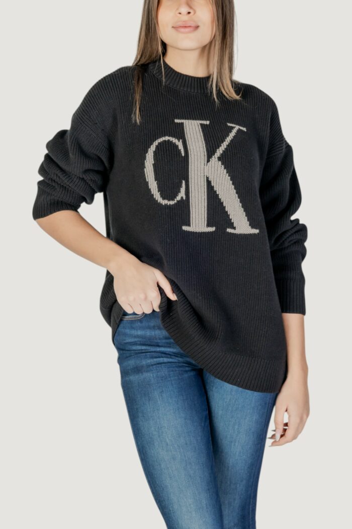 Maglione Calvin Klein CK INTARSIA HIGH NECK Nero