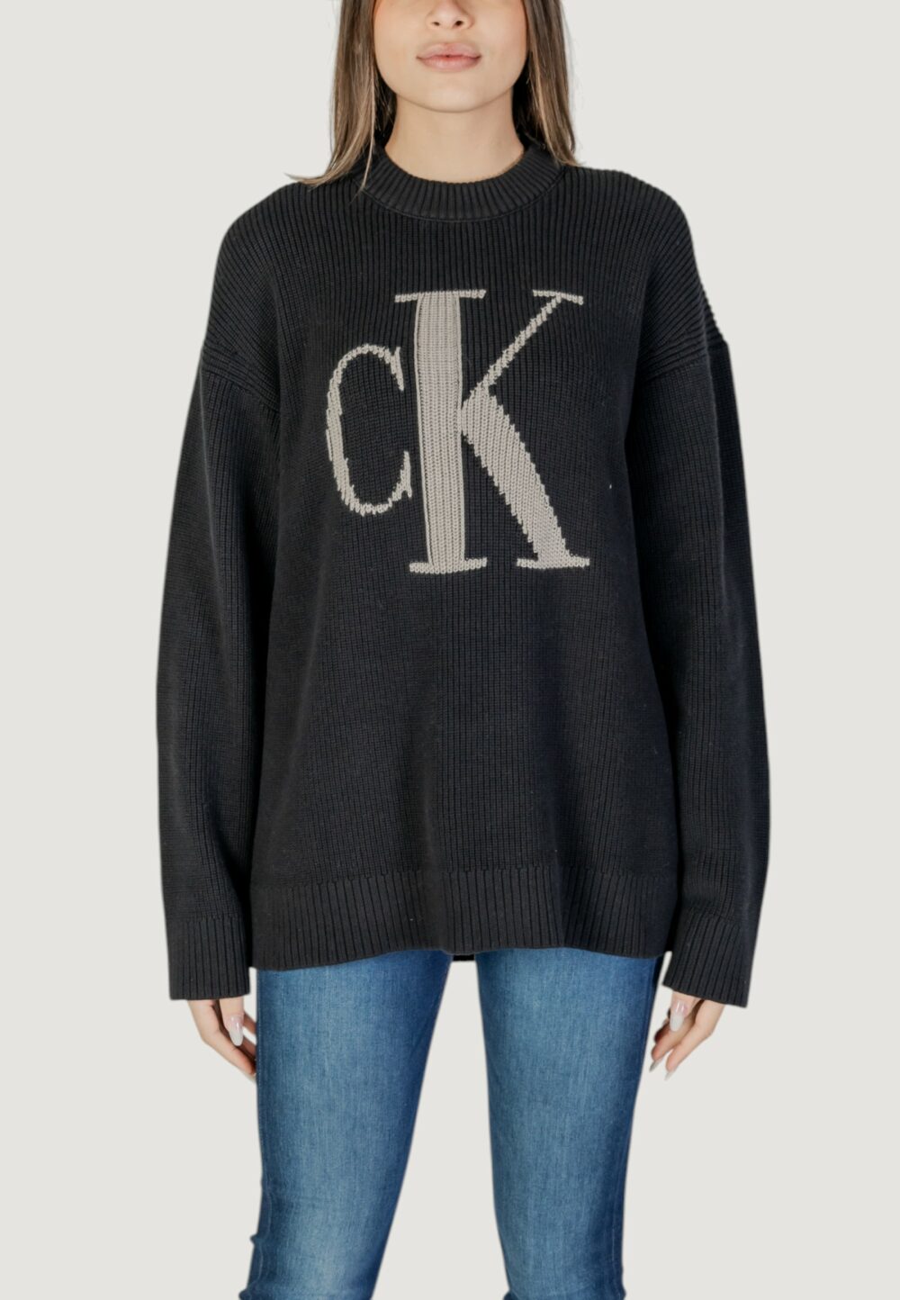 Maglione Calvin Klein Jeans CK INTARSIA HIGH NECK Nero - Foto 5