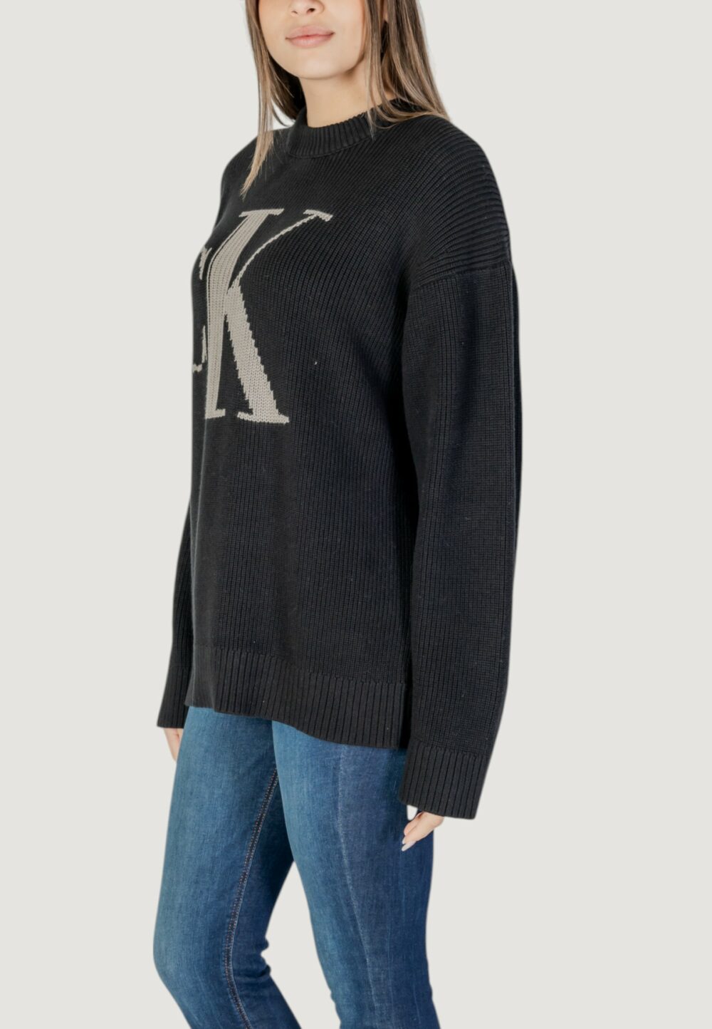 Maglione Calvin Klein Jeans CK INTARSIA HIGH NECK Nero - Foto 3