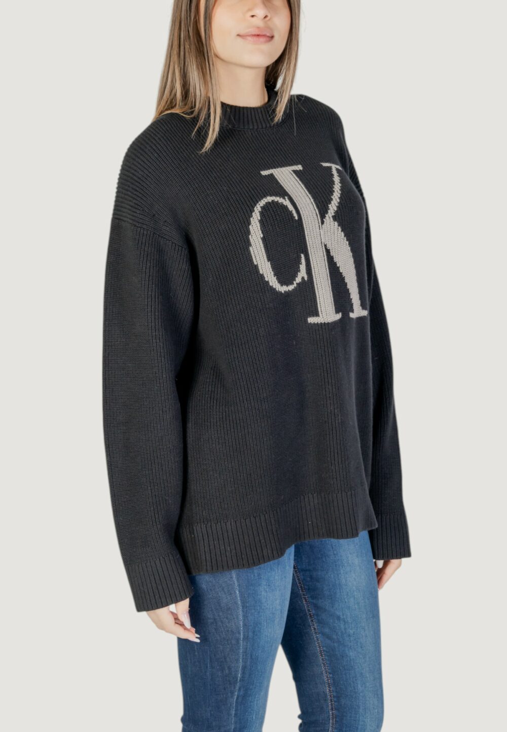 Maglione Calvin Klein Jeans CK INTARSIA HIGH NECK Nero - Foto 2