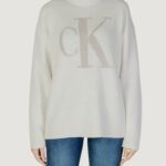 Maglione Calvin Klein Jeans CK INTARSIA HIGH NECK Panna - Foto 2