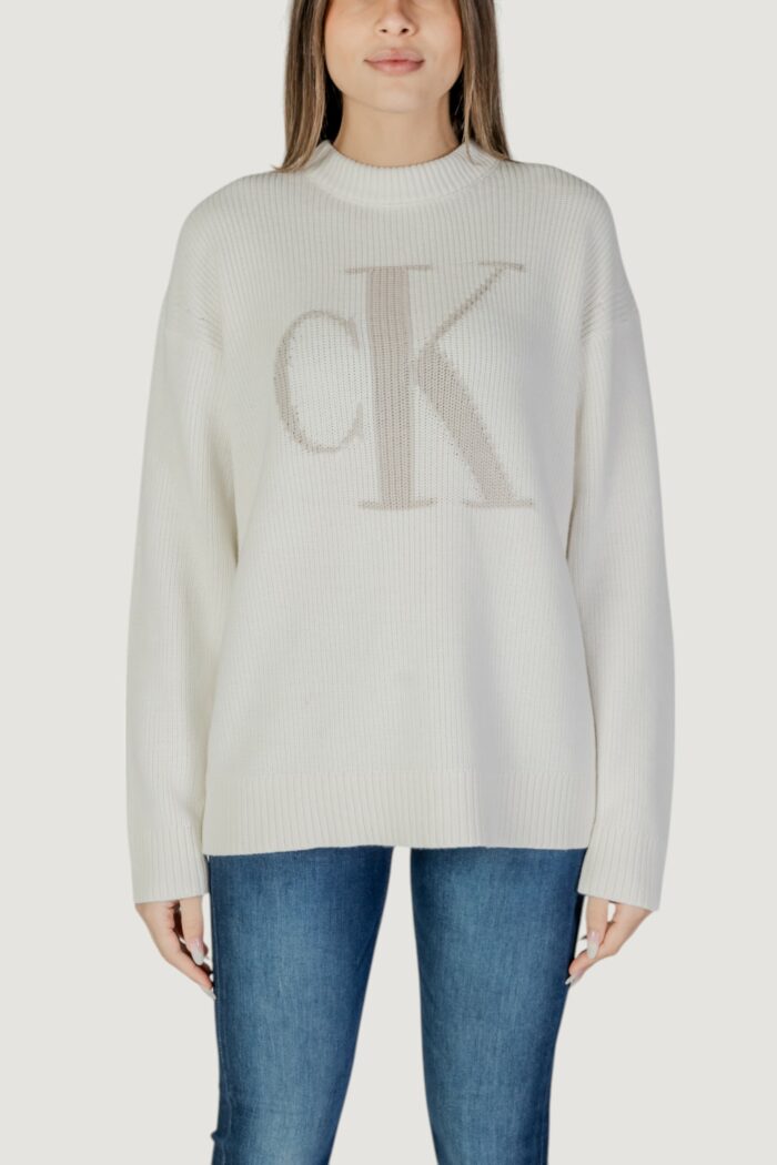 Maglione Calvin Klein CK INTARSIA HIGH NECK Panna