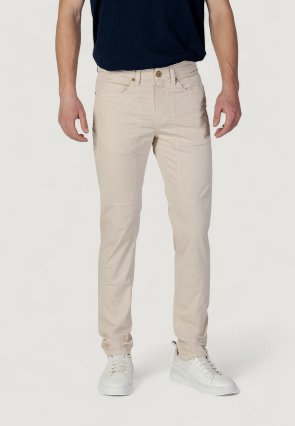 Pantaloni slim Jeckerson JOHN 5 TASCHE TOPPA Beige chiaro - Foto 1