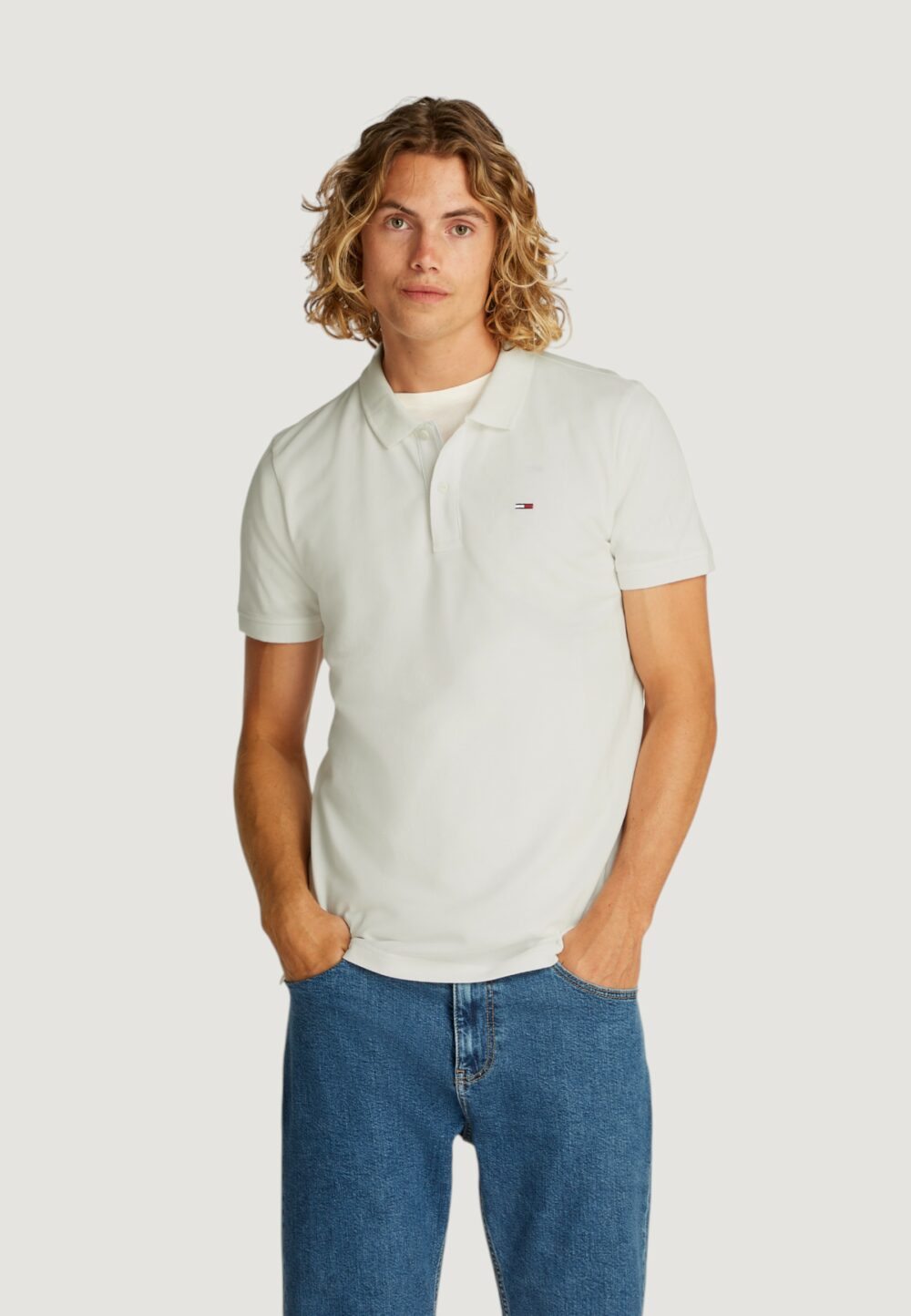 Polo manica corta Tommy Hilfiger Jeans TJM PLACKET Bianco - Foto 1