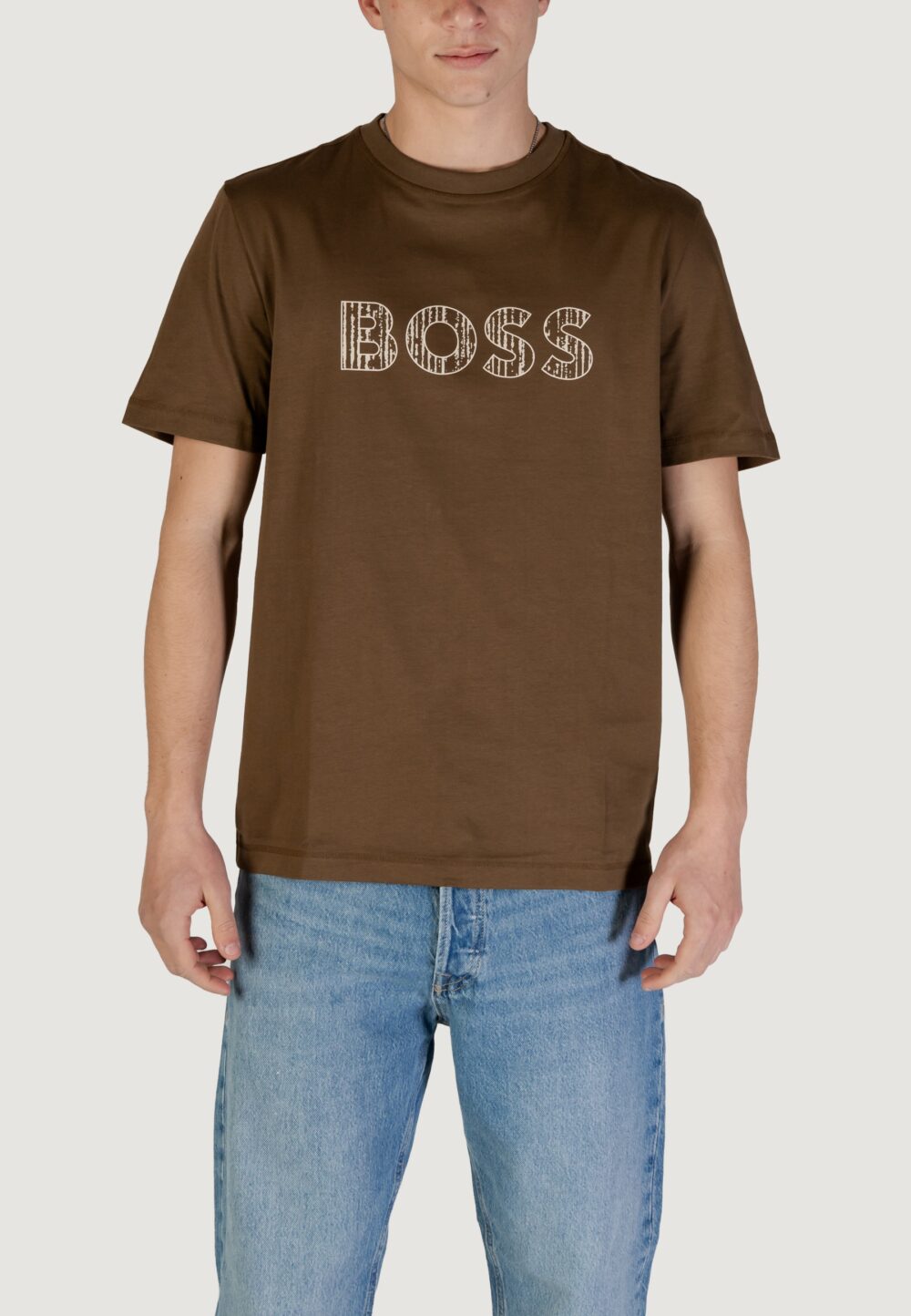 T-shirt Boss Te_logotexture 10262528 01 Verde Oliva - Foto 1