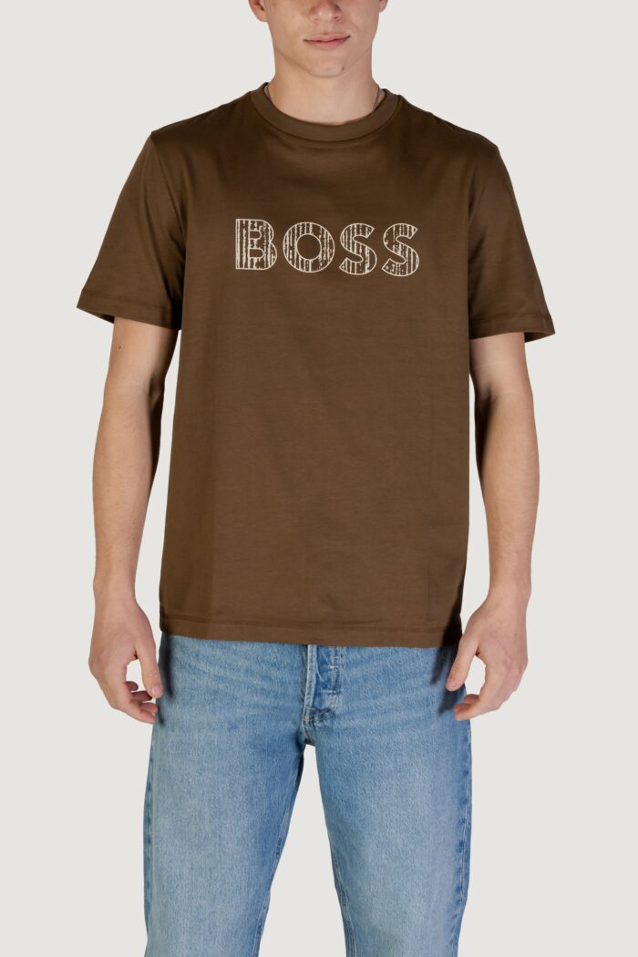 T-shirt Boss Te_logotexture 10262528 01 Verde Oliva