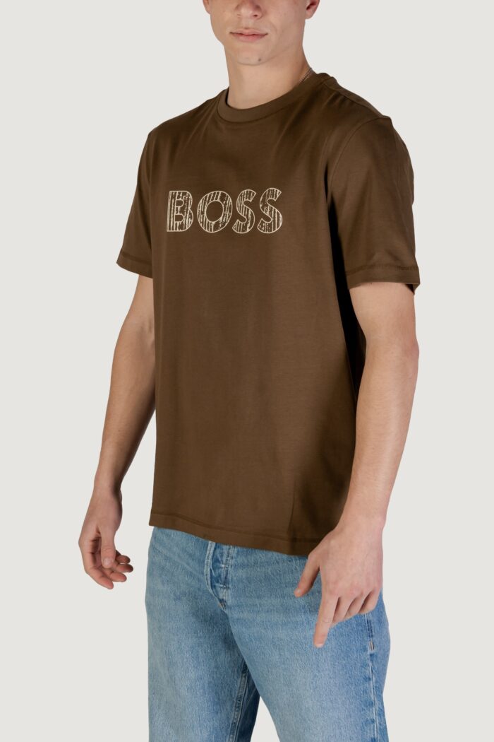 T-shirt Boss Te_logotexture 10262528 01 Verde Oliva