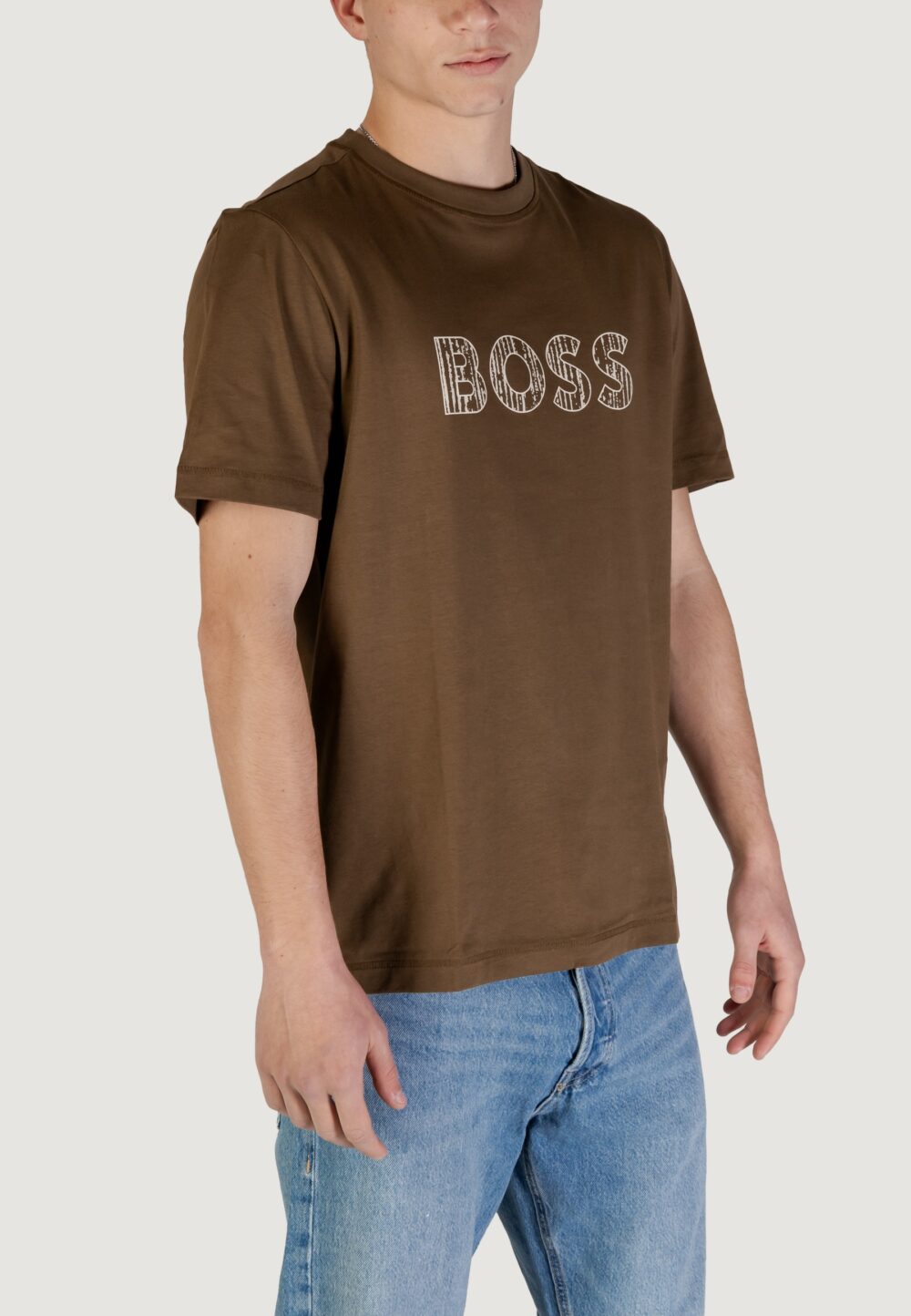 T-shirt Boss Te_logotexture 10262528 01 Verde Oliva - Foto 3