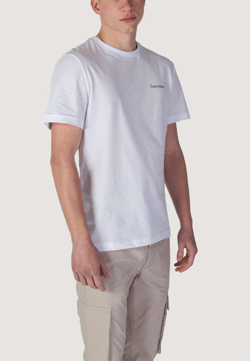 T-shirt Calvin Klein CP-LINEAR BOX LOGO Bianco - Foto 3