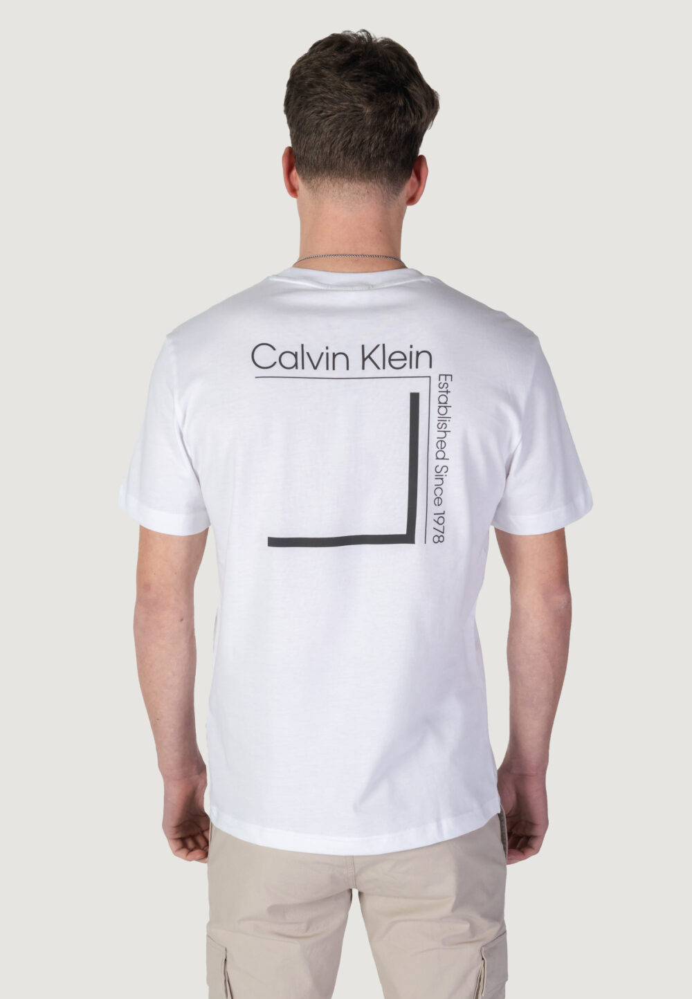 T-shirt Calvin Klein CP-LINEAR BOX LOGO Bianco - Foto 4