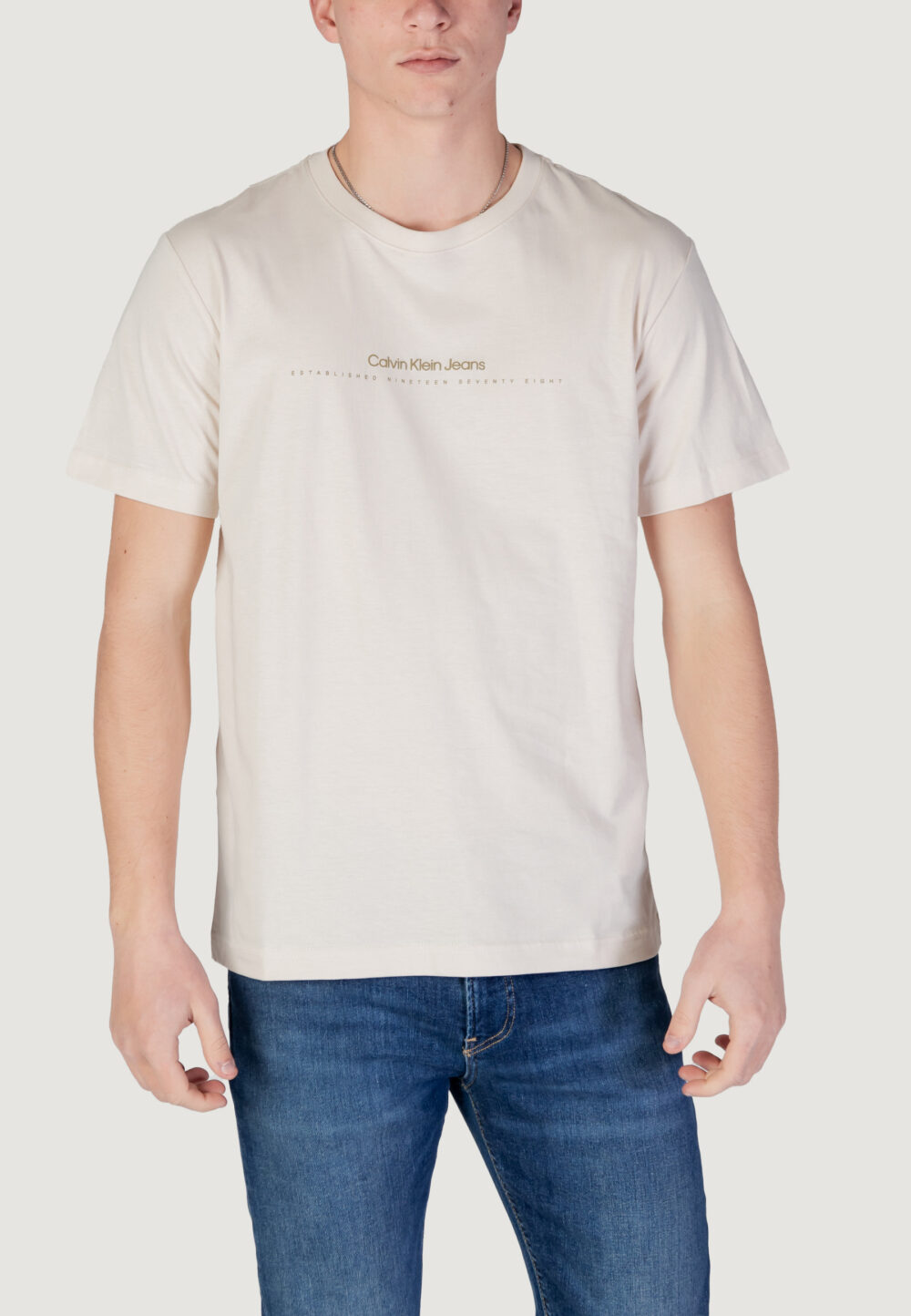 T-shirt Calvin Klein Jeans MINIMAL LOGO TEE Beige chiaro - Foto 1