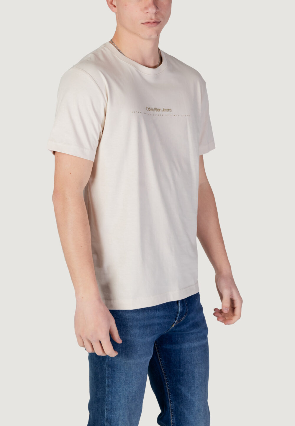 T-shirt Calvin Klein Jeans MINIMAL LOGO TEE Beige chiaro - Foto 3