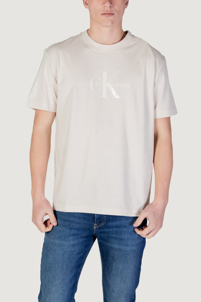 T-shirt Calvin Klein SHINY MONOLOGO TEE Beige chiaro