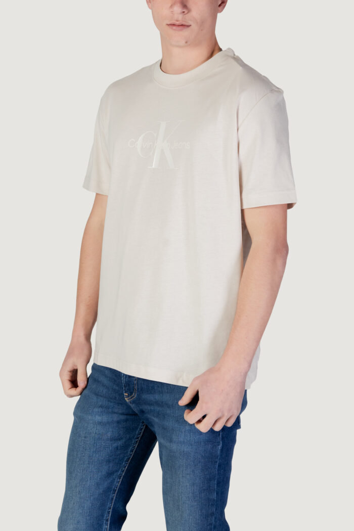 T-shirt Calvin Klein SHINY MONOLOGO TEE Beige chiaro