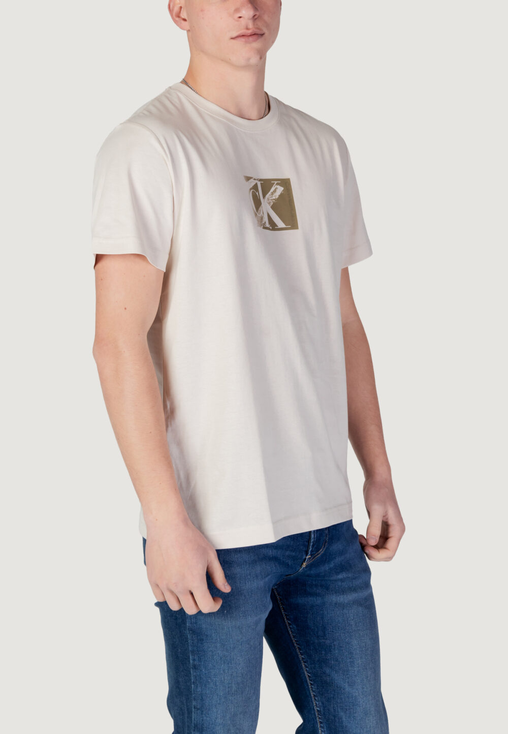 T-shirt Calvin Klein Jeans SMALL CK BOX TEE Beige chiaro - Foto 3