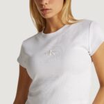 T-shirt Calvin Klein Jeans MONOGRAM BABY TEE Bianco - Foto 4