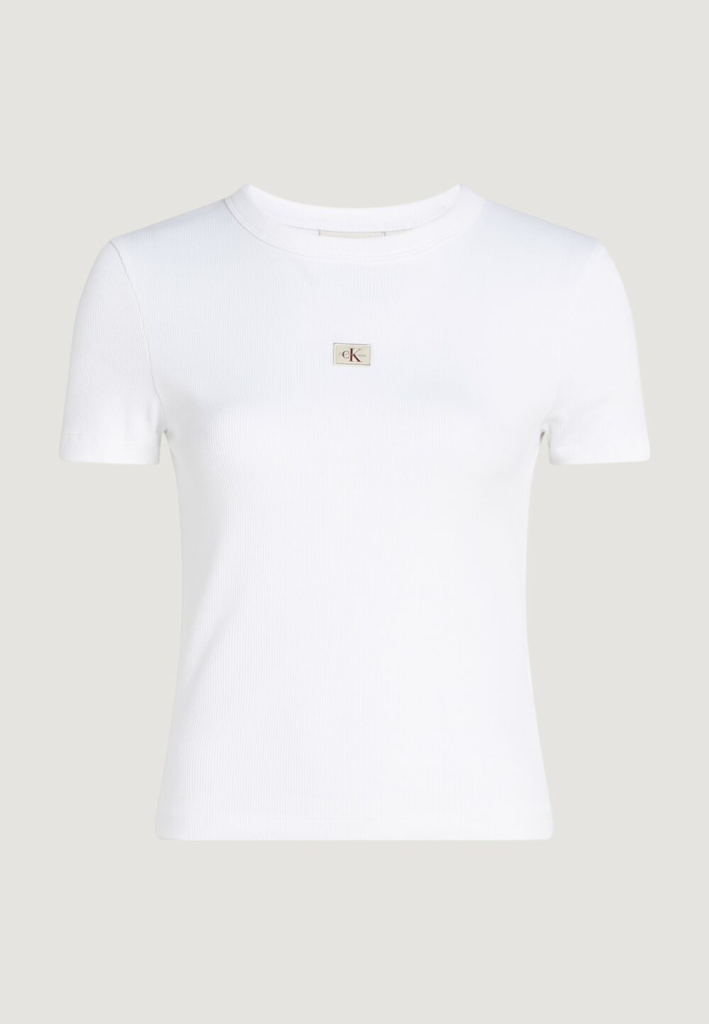 T-shirt Calvin Klein Jeans WOVEN LABEL RIB Bianco - Foto 5