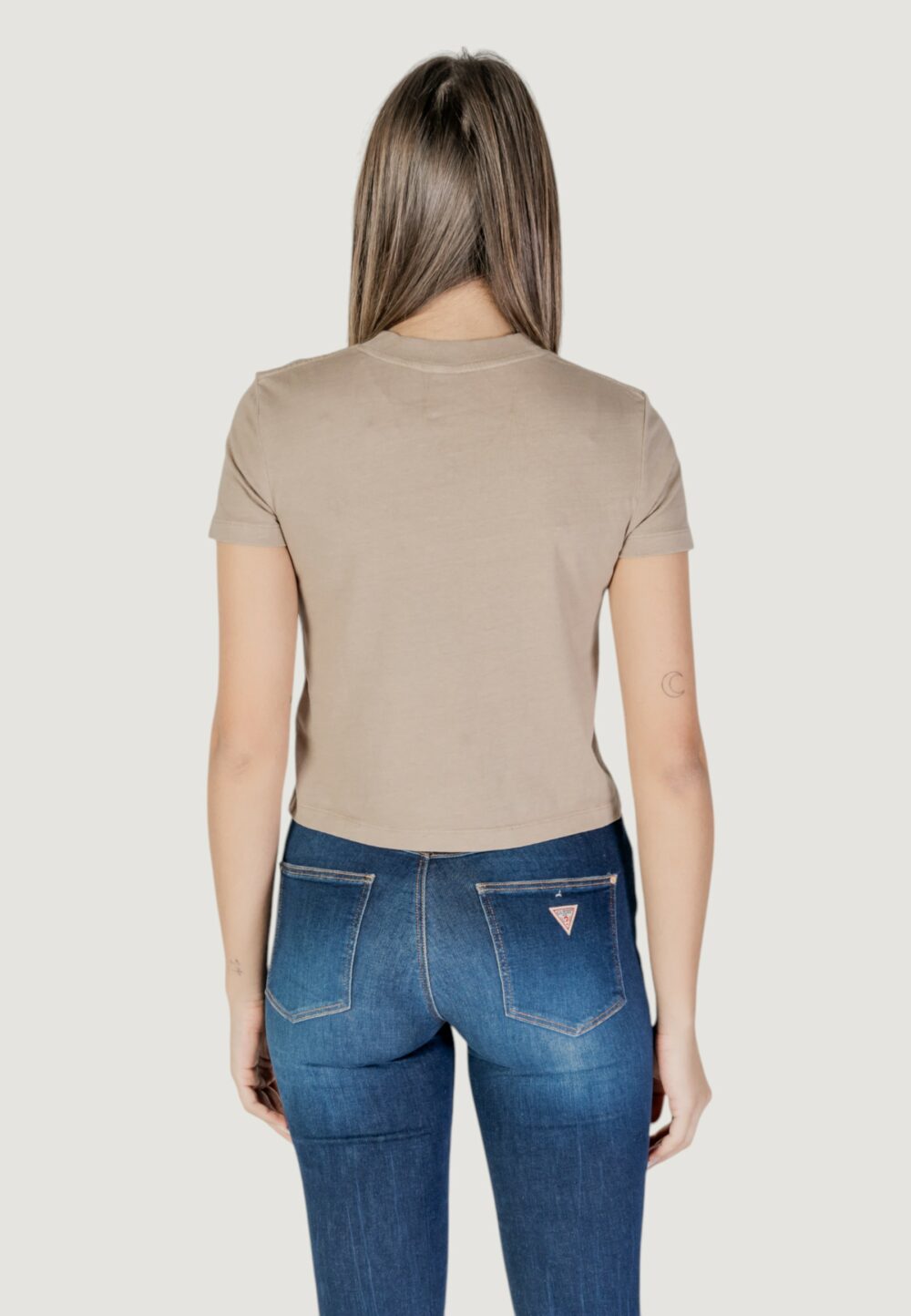 T-shirt Calvin Klein Jeans WASHED PUFF PRINT Taupe - Foto 2