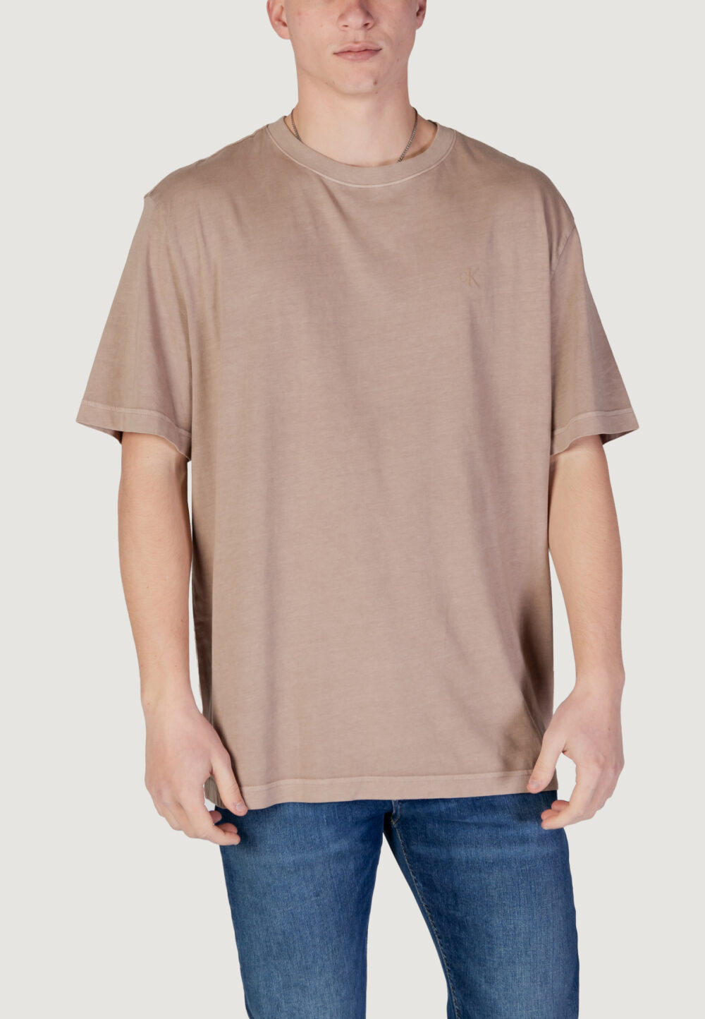 T-shirt Calvin Klein Jeans WASHED PUFF PRINT Taupe - Foto 1