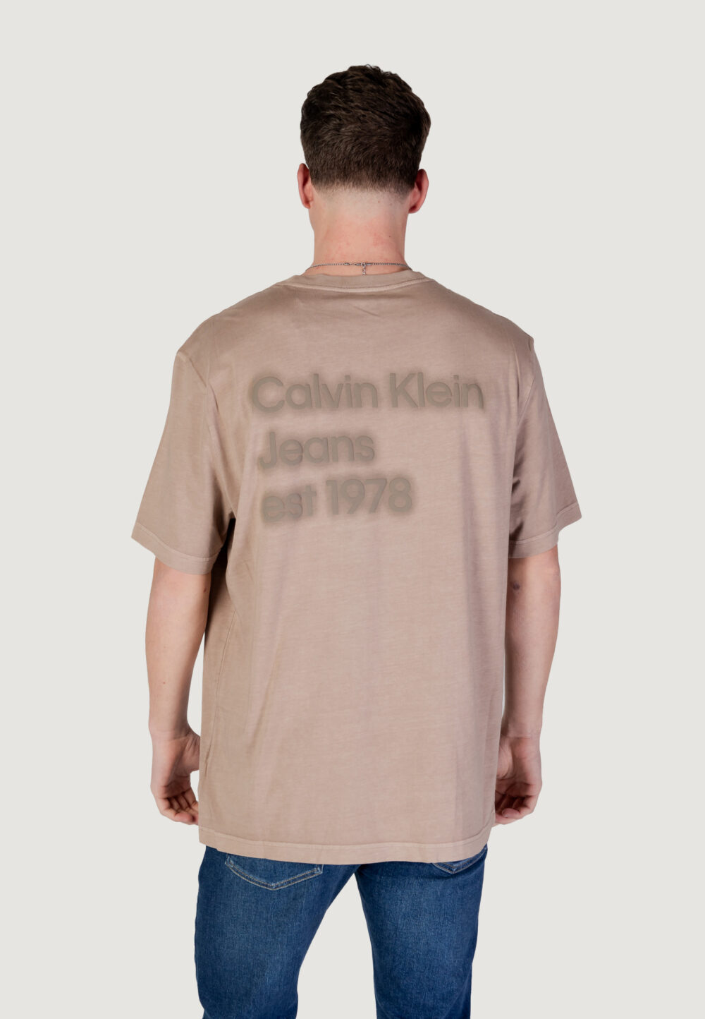 T-shirt Calvin Klein Jeans WASHED PUFF PRINT Taupe - Foto 4