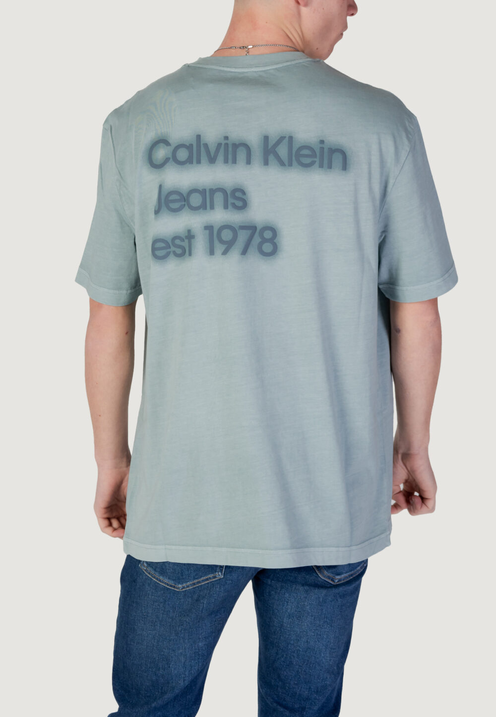 T-shirt Calvin Klein Jeans WASHED PUFF PRINT Verde - Foto 4