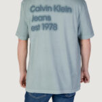 T-shirt Calvin Klein Jeans WASHED PUFF PRINT Verde - Foto 4