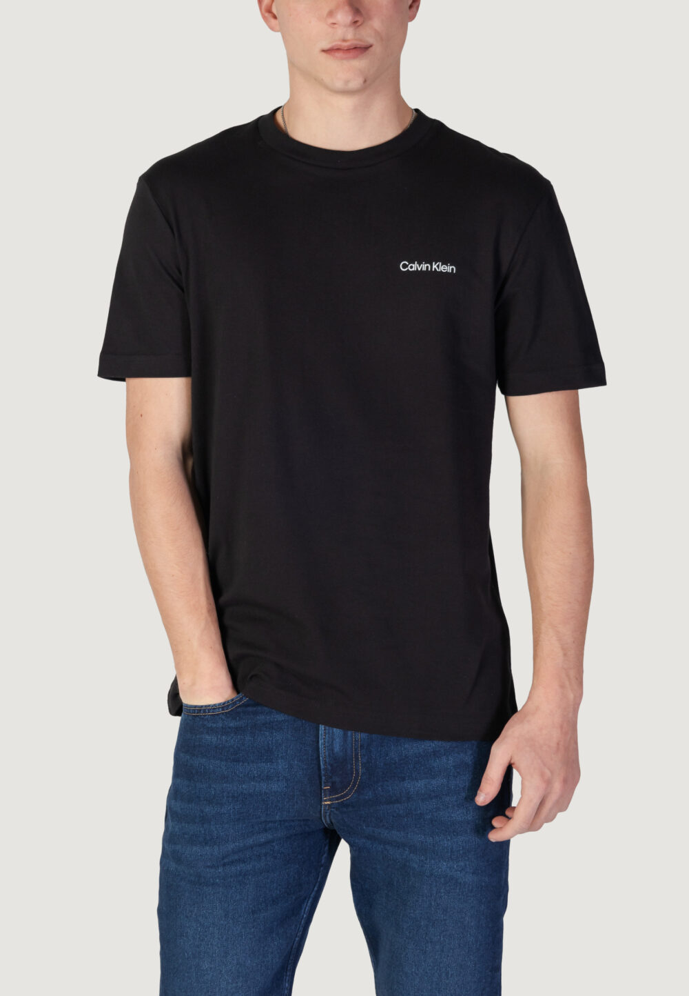 T-shirt Calvin Klein CP-LINEAR BOX LOGO Nero - Foto 1