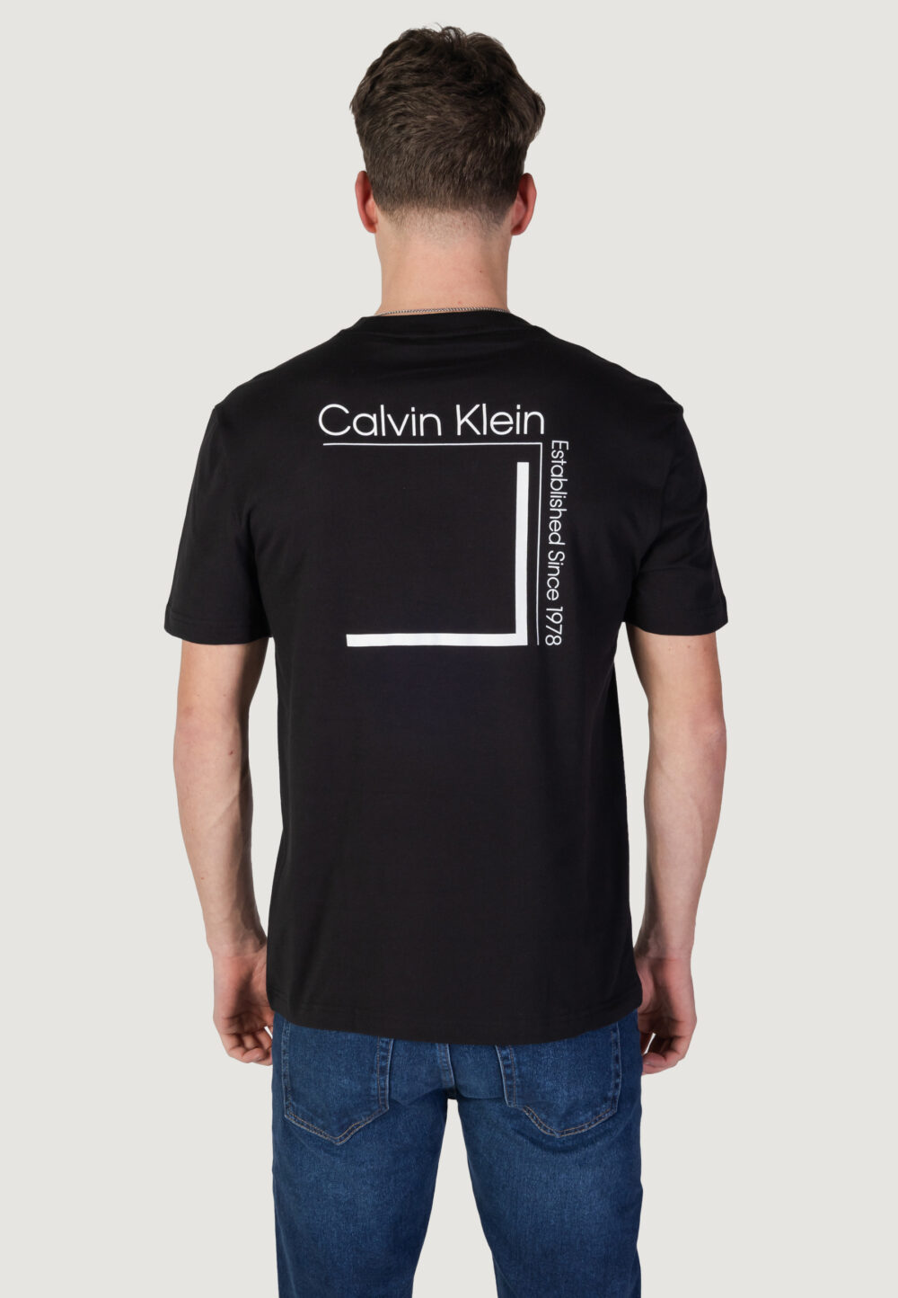 T-shirt Calvin Klein CP-LINEAR BOX LOGO Nero - Foto 2