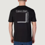 T-shirt Calvin Klein CP-LINEAR BOX LOGO Nero - Foto 2