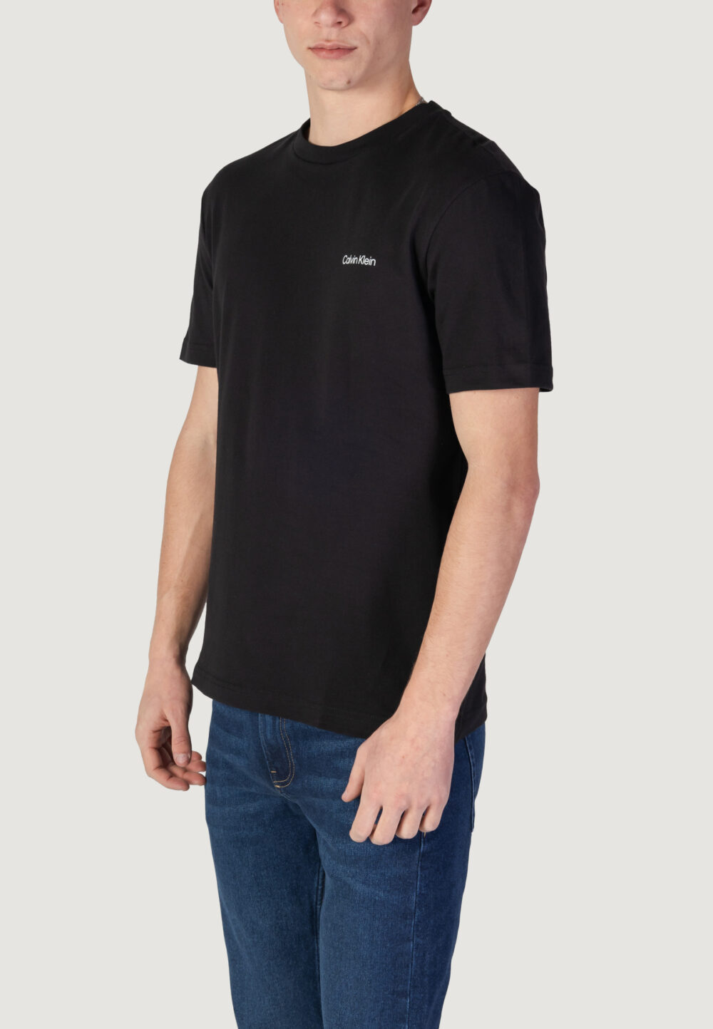 T-shirt Calvin Klein CP-LINEAR BOX LOGO Nero - Foto 3