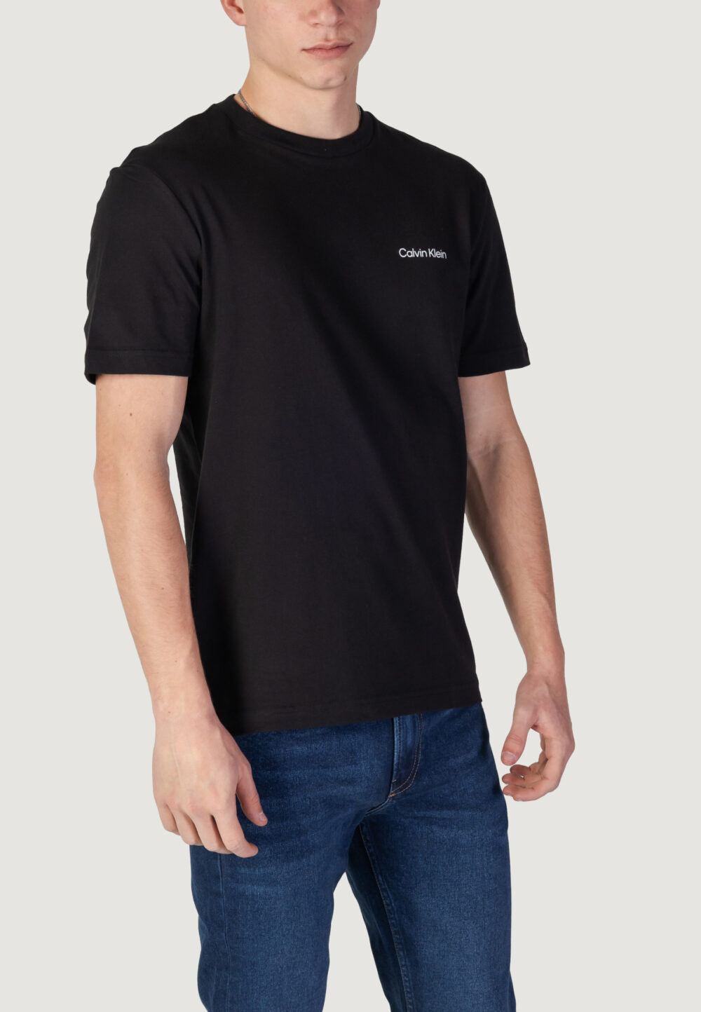 T-shirt Calvin Klein CP-LINEAR BOX LOGO Nero - Foto 4