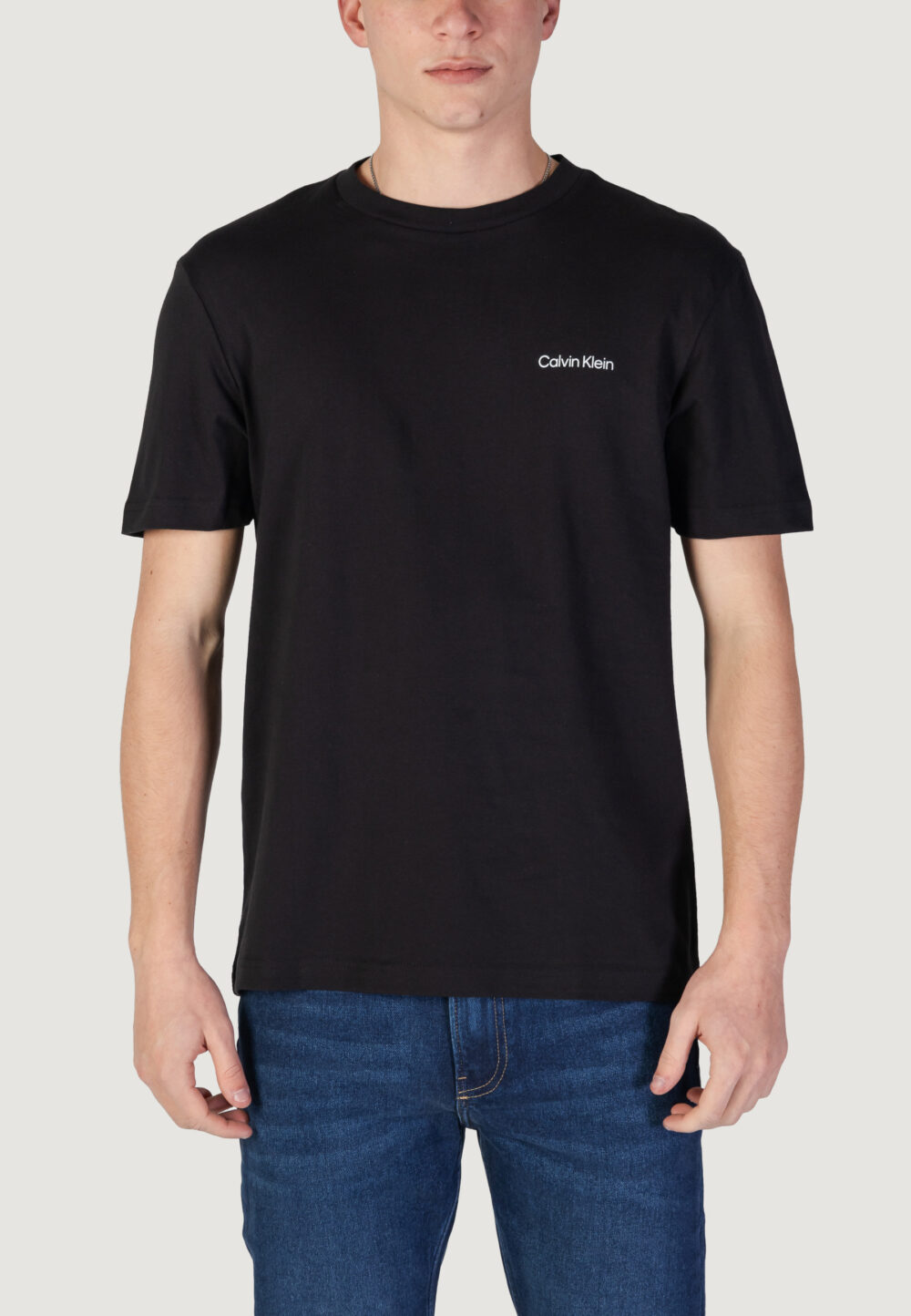 T-shirt Calvin Klein CP-LINEAR BOX LOGO Nero - Foto 5