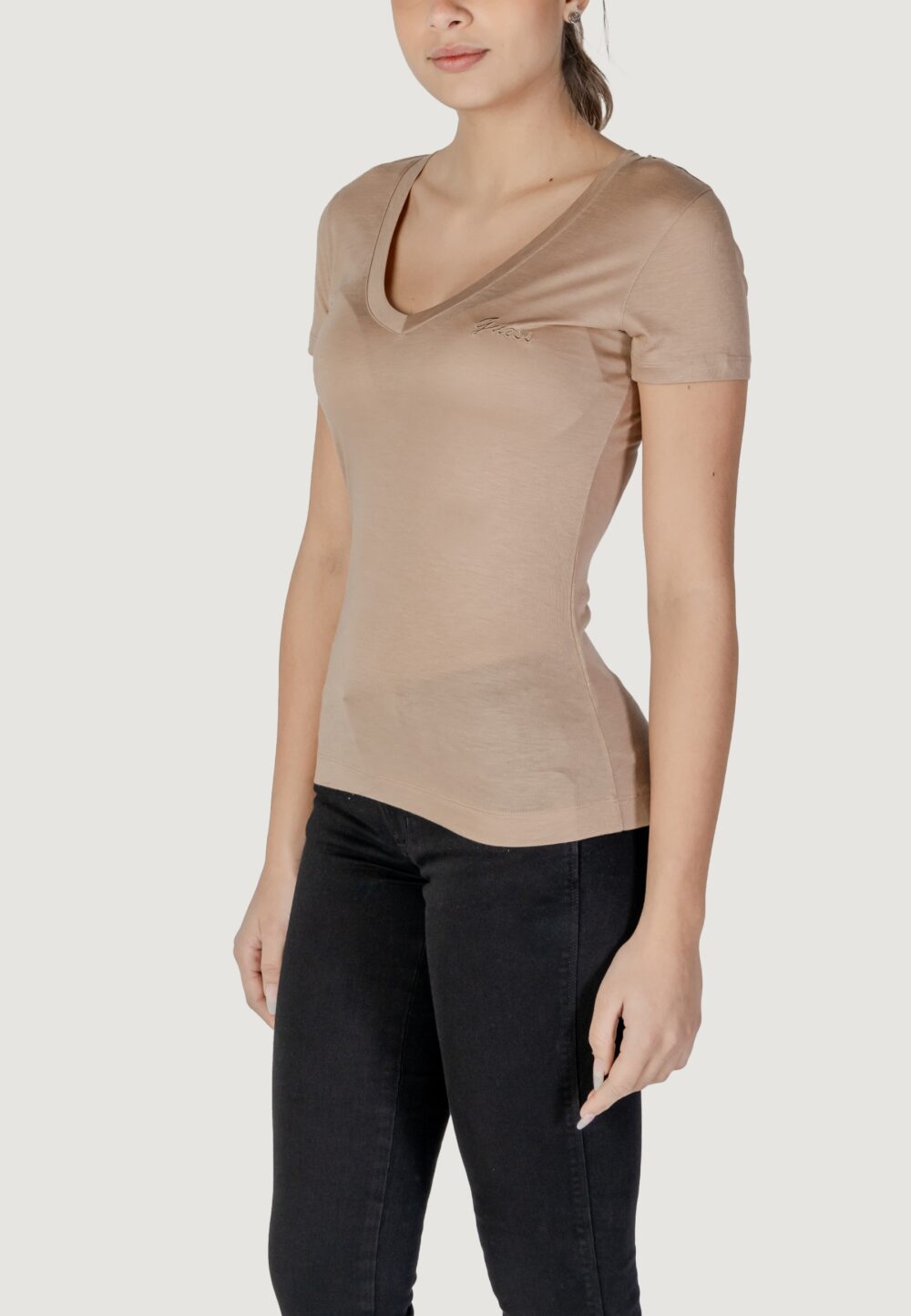 T-shirt Guess VN SS LIGHT BASIC Beige scuro - Foto 4