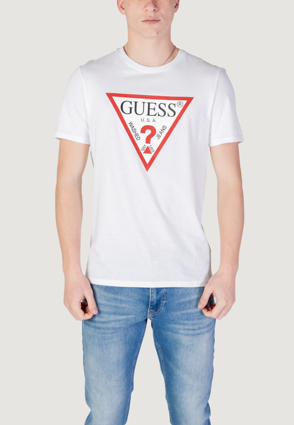 T-shirt Guess CN SS ORIGINAL LOGO Bianco - Foto 4