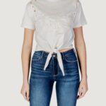 T-shirt Guess CN SS EYELET TONE ON Crema - Foto 1